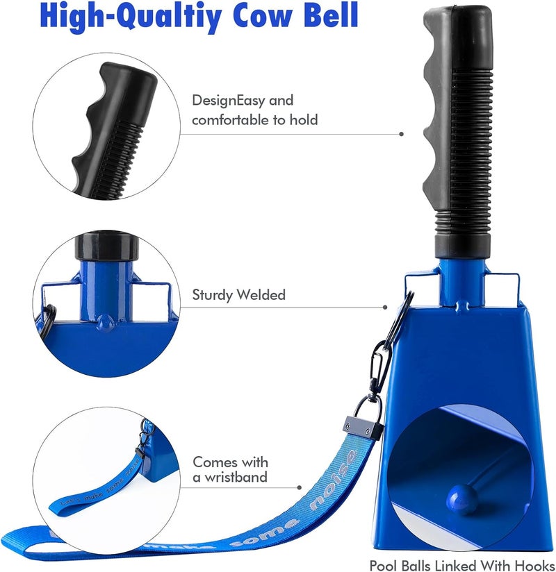 CHMI Cow Bells with Wrist Strap - Cowbell with Handle 2pcs, Customizable Cowbells for Sporting Events, for Football Games,Chimes, Percussion, Musical Instruments, Call Bell, Farm Ranch (blue-1pack) - Image 2